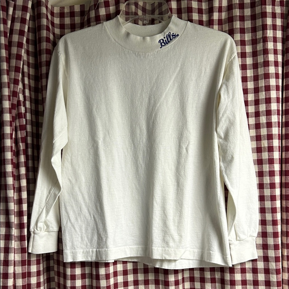 Buffalo Bills vintage off White Long Sleeve Shirt with Embroidered Logo